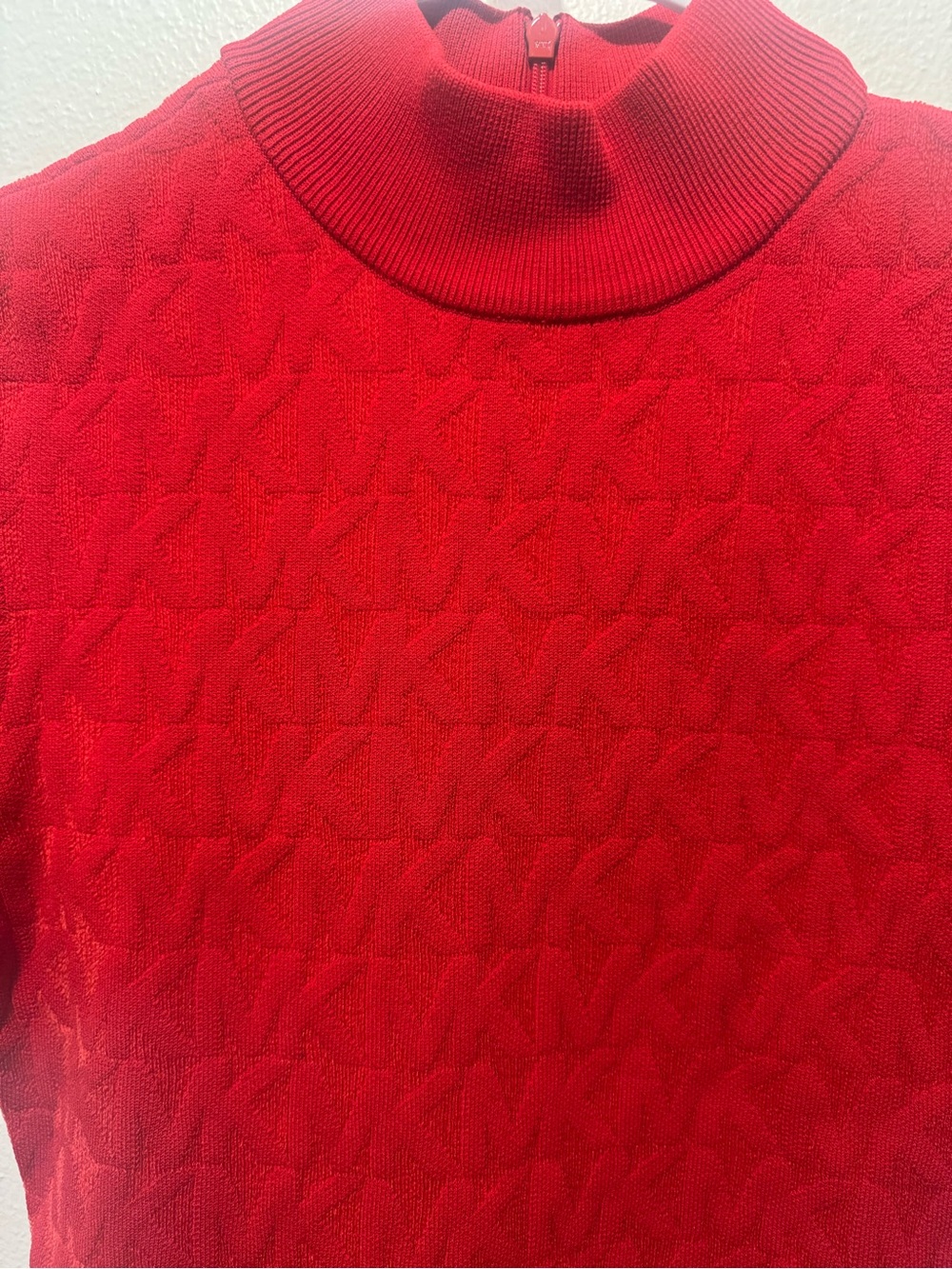 Michael Kors Red Short-Sleeve Turtleneck Mini Dress - Picture 4 of 8